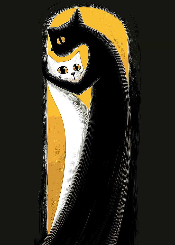 Black Cat Holding White Cat