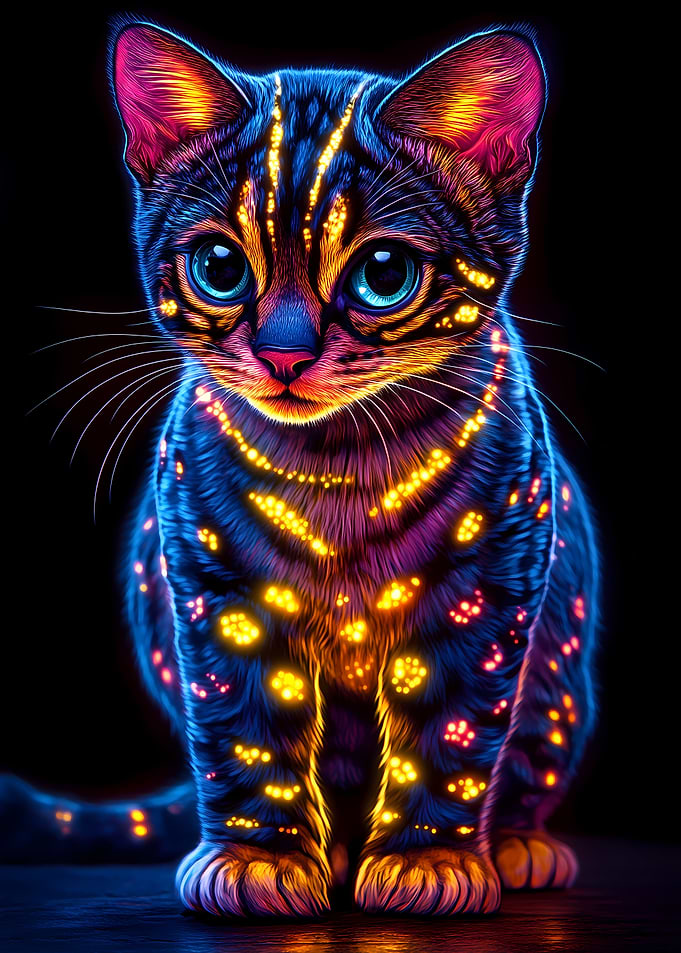 Neon Bengal Cat Animal