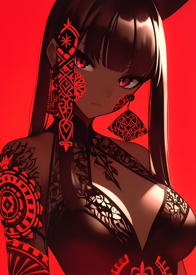 Anime Girl with Red Eyes Gaming