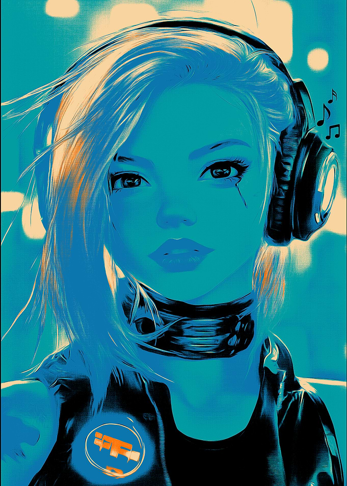 Cyberpunk Girl with Headphones