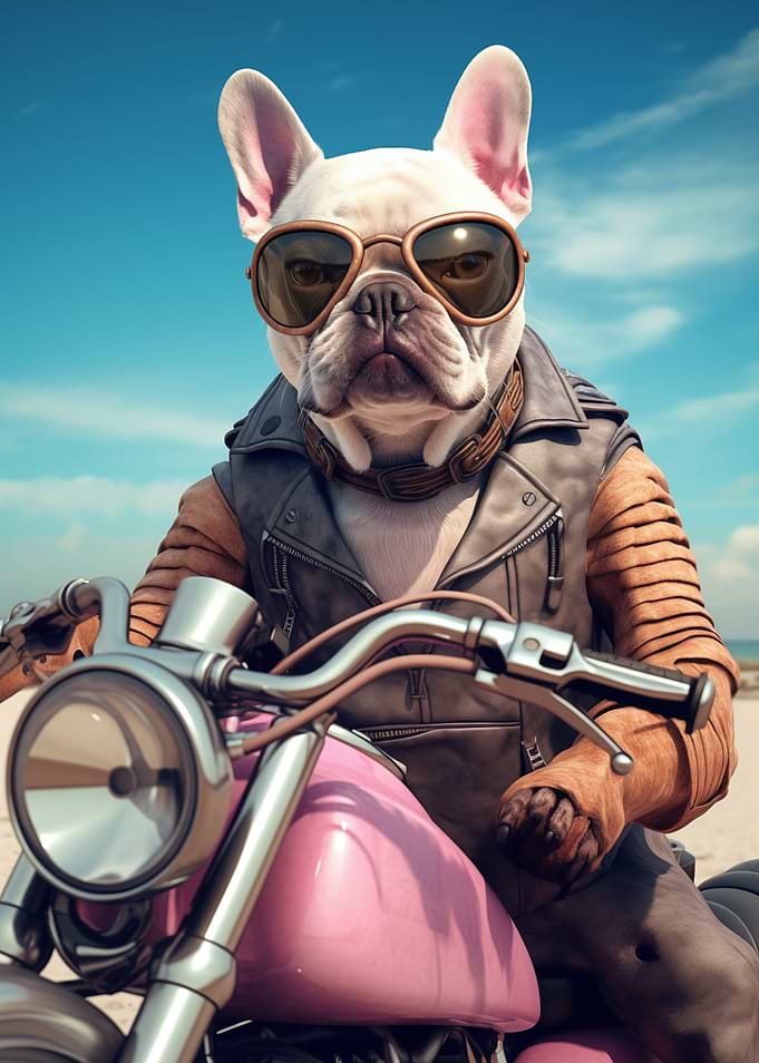 French Bulldog on Motorcycle