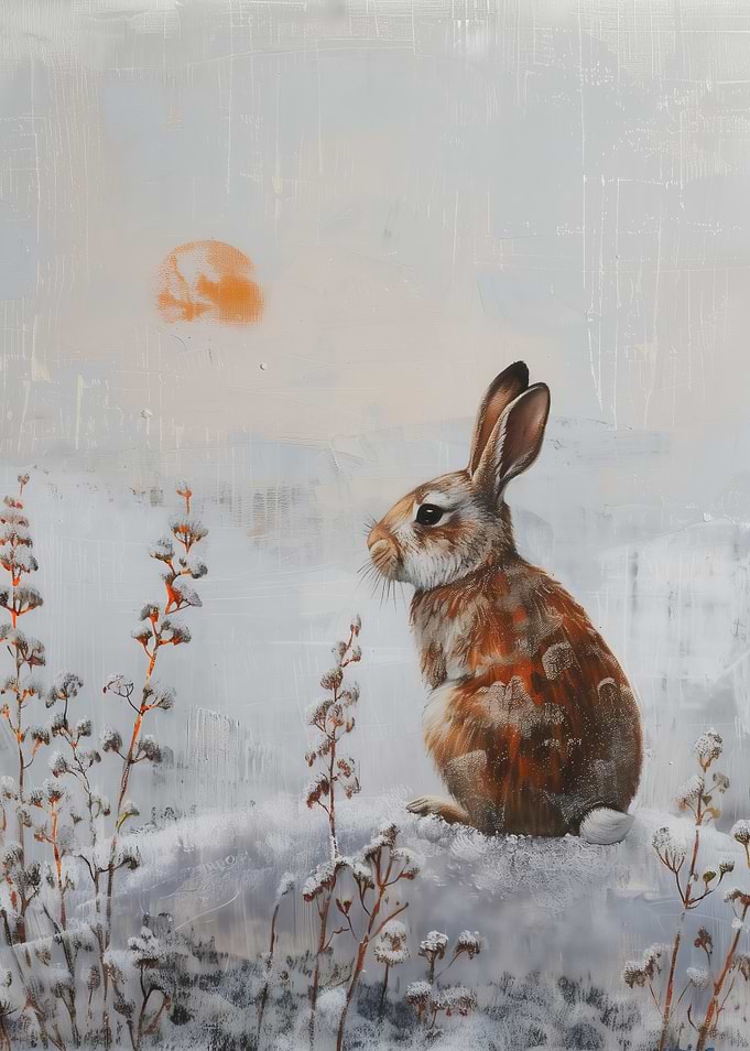 Rabbit in Winter Landscape