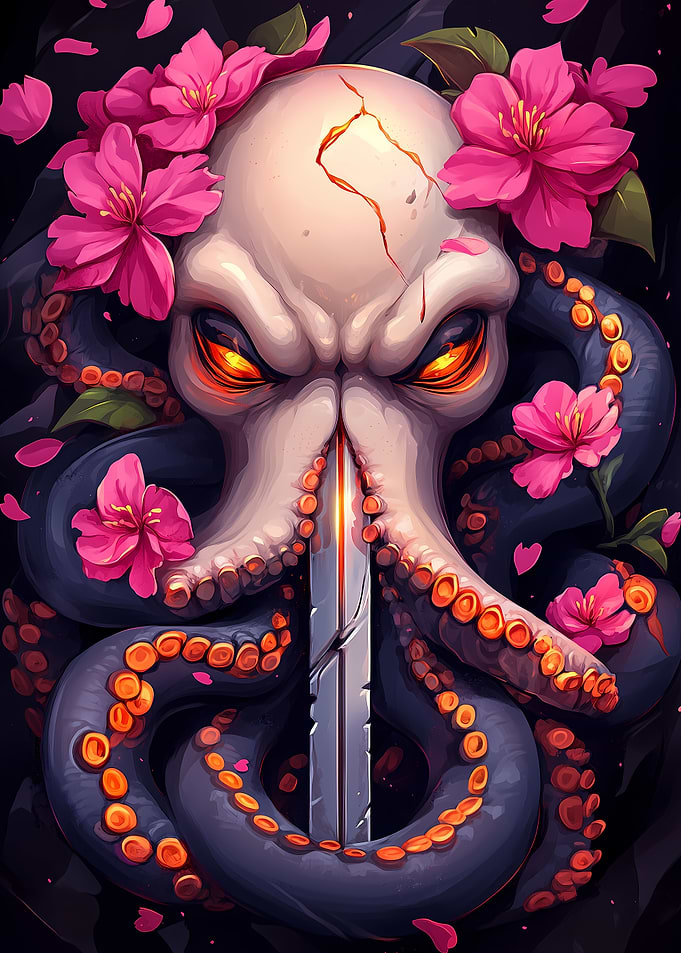 Octopus Skull with Sword Animal