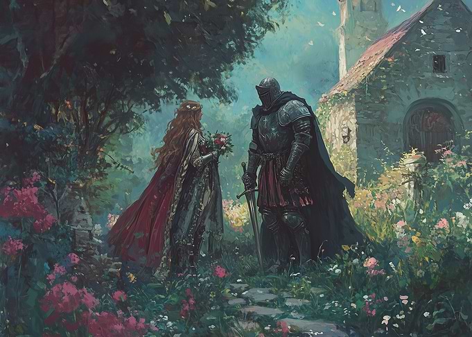 Knight and Lady in Garden