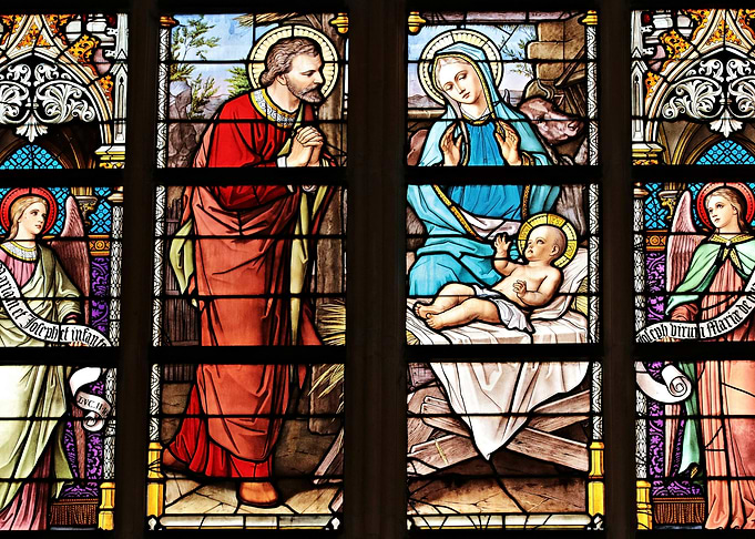 Jesus, Stained Glass Nativity Scene