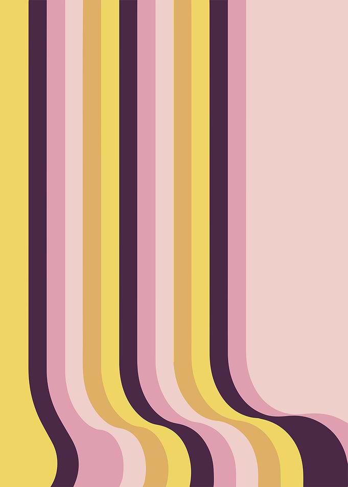 Abstract Retro Stripe Pattern in Pink and Yellow