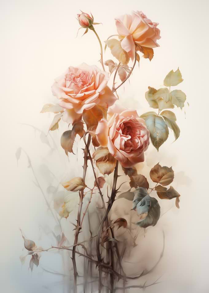 Pink Roses Floral art
