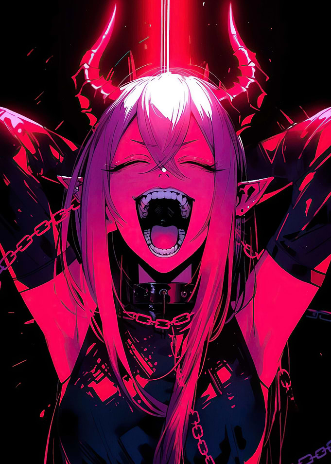 Demon Girl with Red Horns
