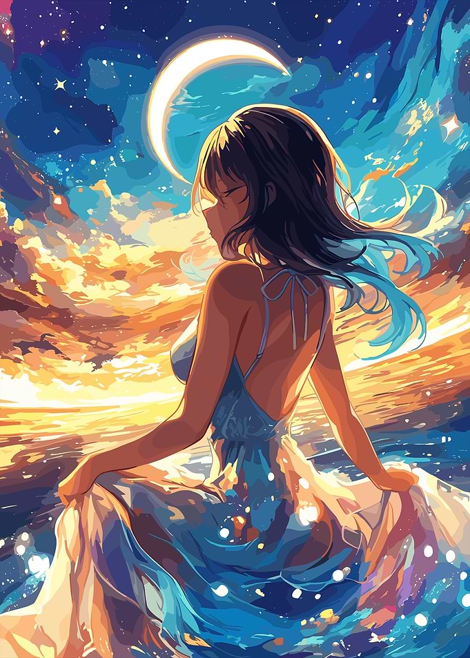 Anime Girl by the Sea