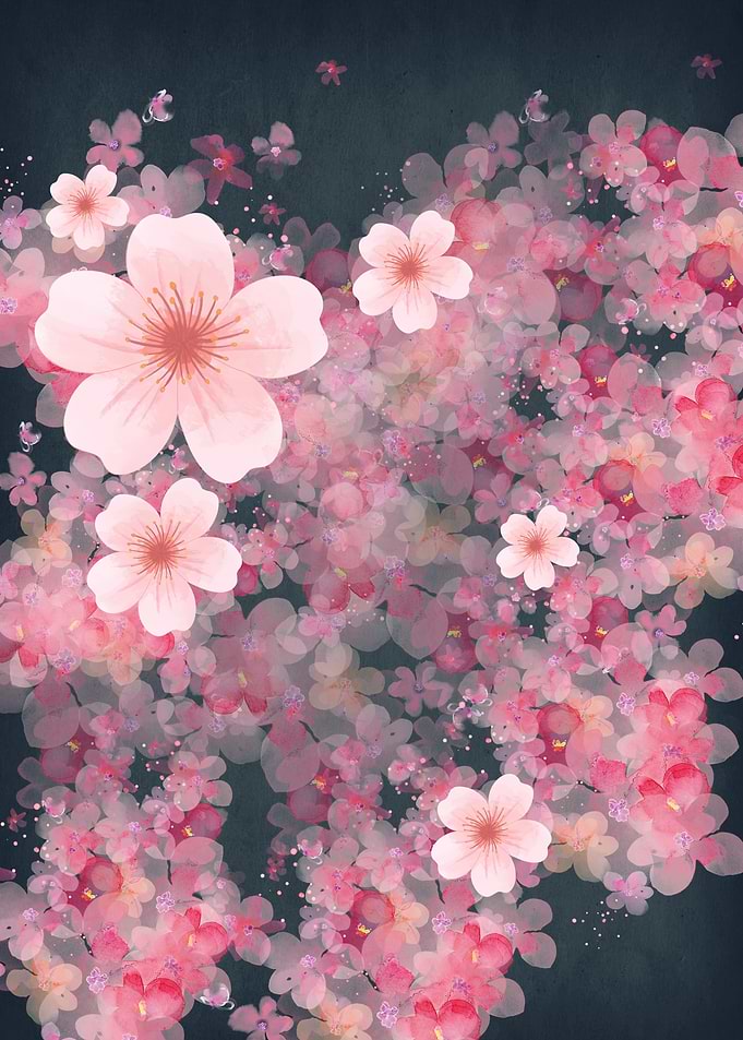 Pink Cherry Blossom Cluster