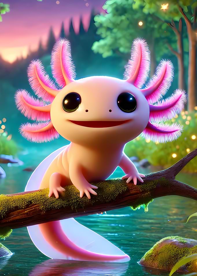 Cute Axolotl on Branch