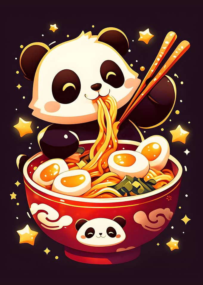 Panda Eating Ramen