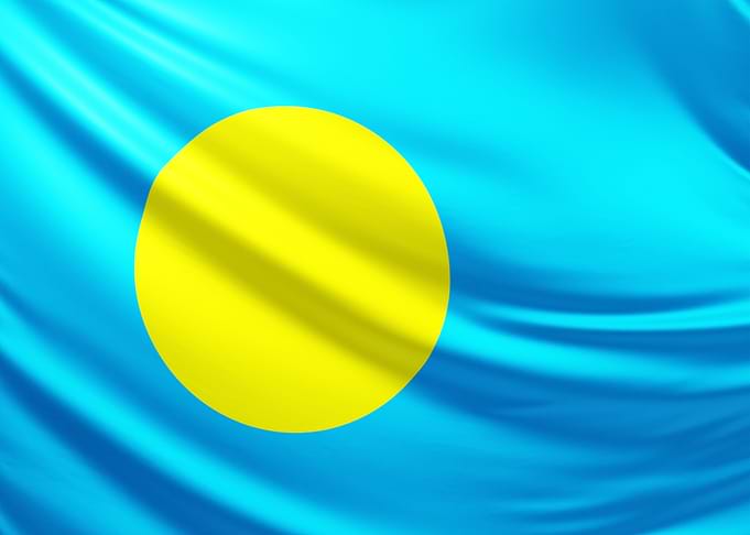 Palau Flag, realistic flag of Palau