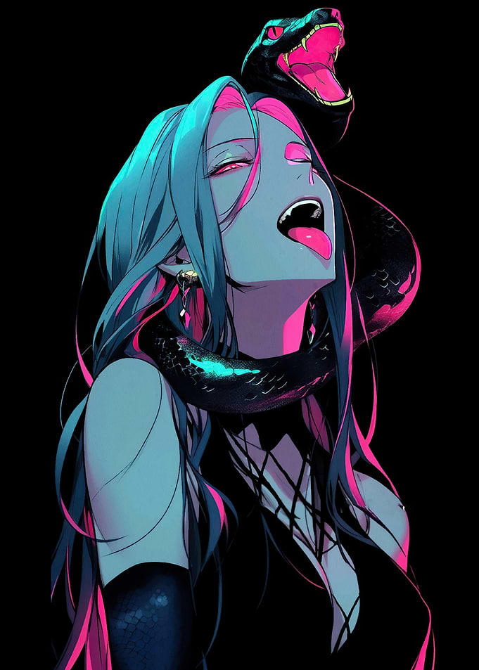 Anime Girl with Snake