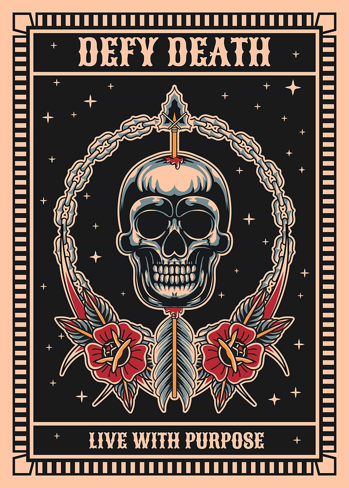 Defy Death Skull Tattoo art