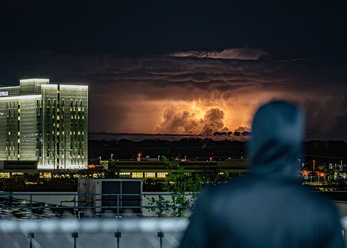 Lightning Storm Over City