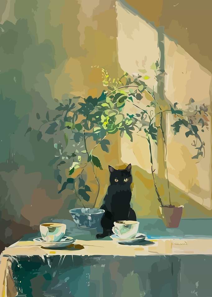 Black Cat by the Window