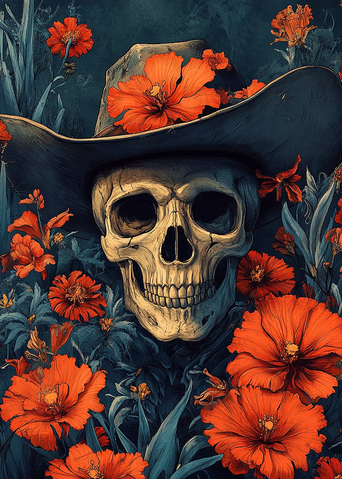 Skull in Flowers