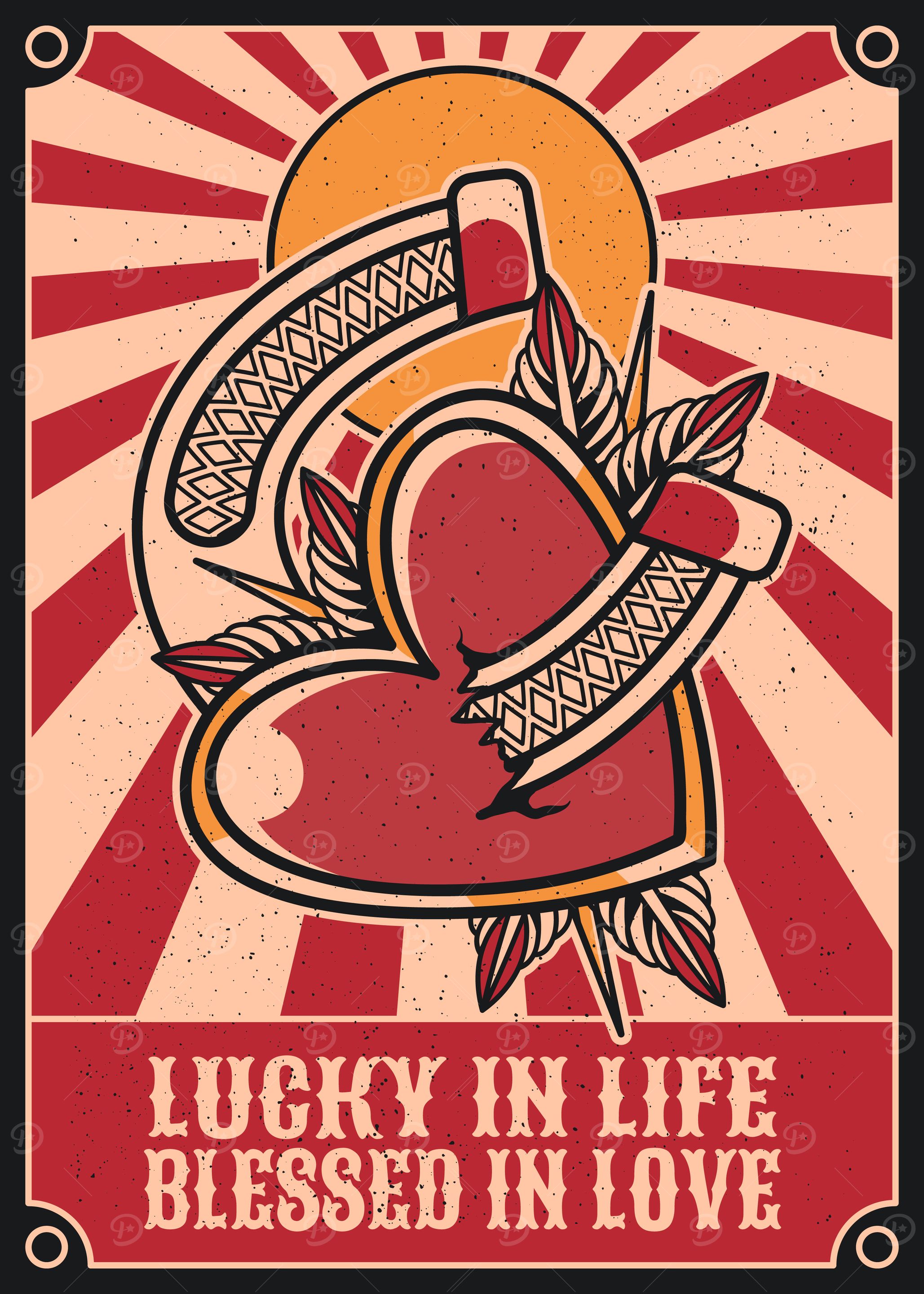Lucky life vintage art illustration