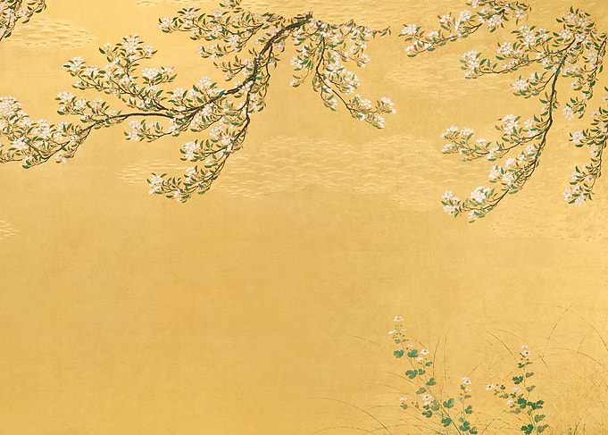 Gold Leaf Cherry Blossom Art