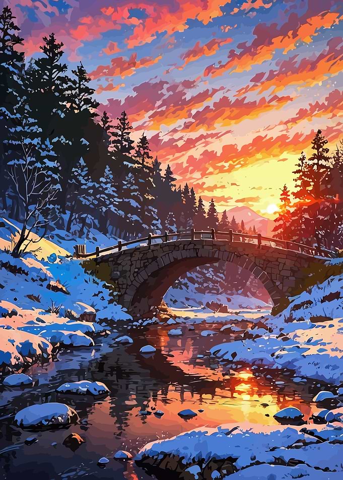 Winter Sunset Bridge
