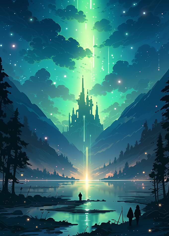 Fantasy Castle Night Sky Night