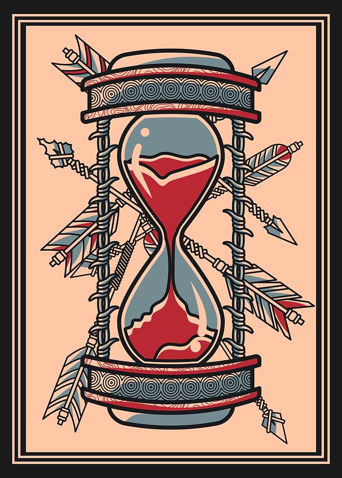 Hourglass & arrows vintage design