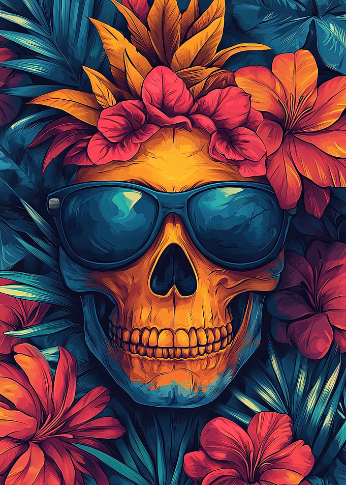 Skull in Tropical Paradise