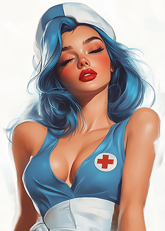 Beautiful Anime Nurse with Blue Hair