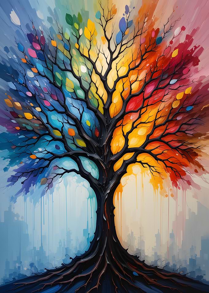 Rainbow Tree Painting