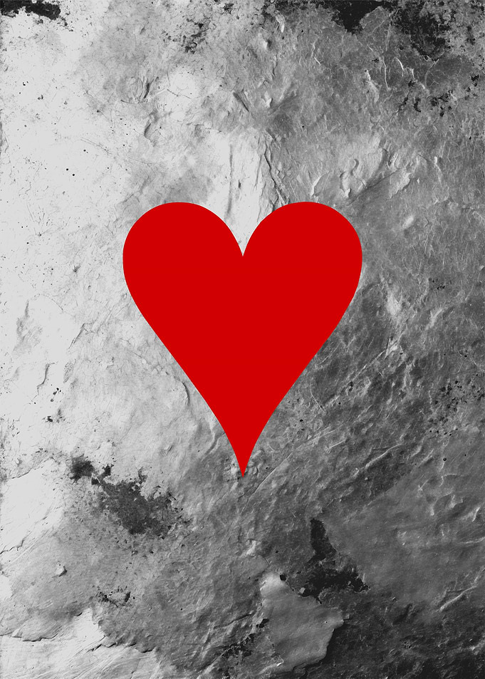 Red Heart on Grey Background