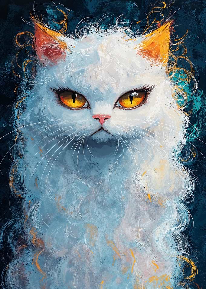 White Cat with Golden Eyes