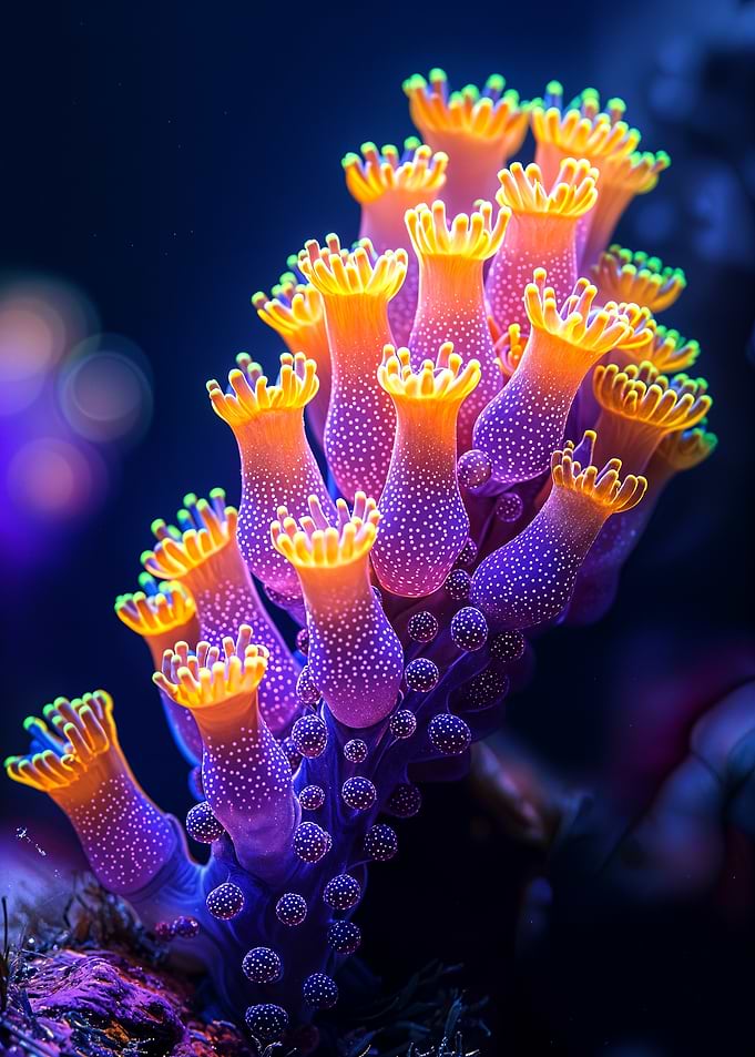 Vibrant Coral Polyp Cluster