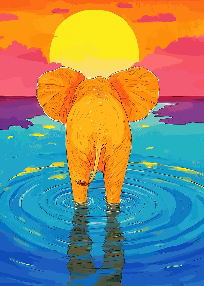 Elephant Sunset