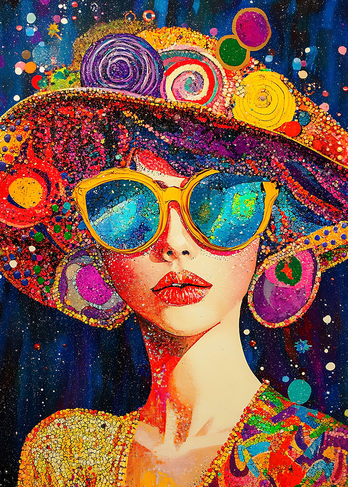Woman in Sunglasses and Hat