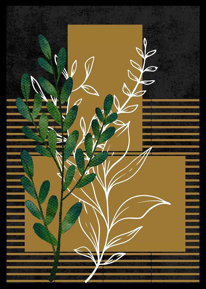 Green & Gold Botanical Art