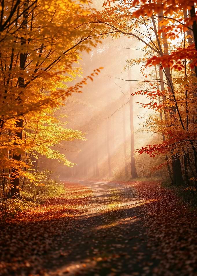 Soothing Golden Autumn Forest Path