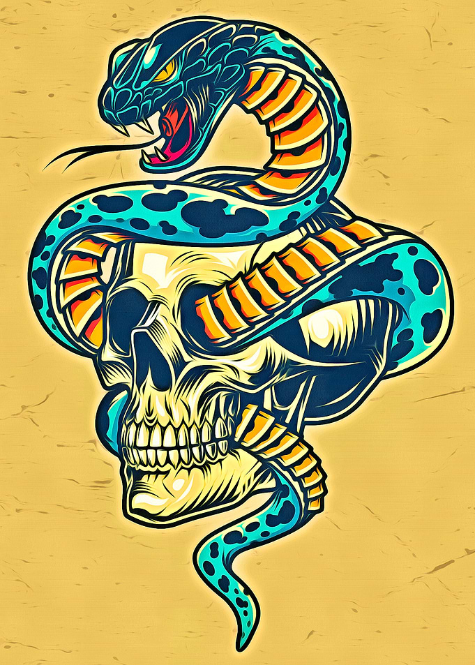 Snake and Skull Tattoo