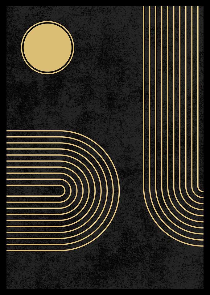 Gold Lines Abstract Art