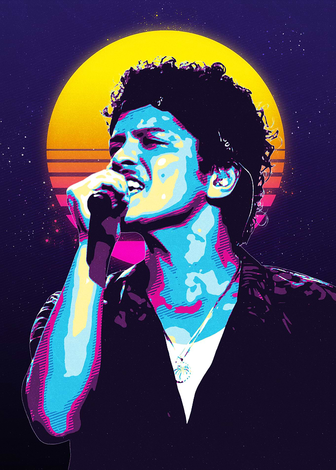 Bruno Mars retro art