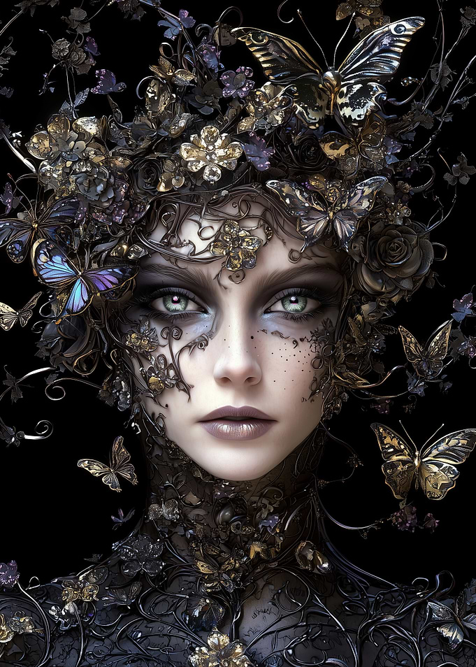 Woman with Butterfly Crown