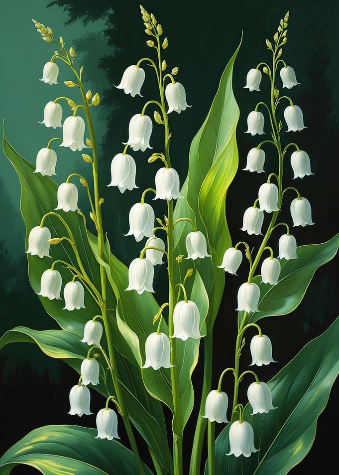Elegant Lily of the Valley Painting