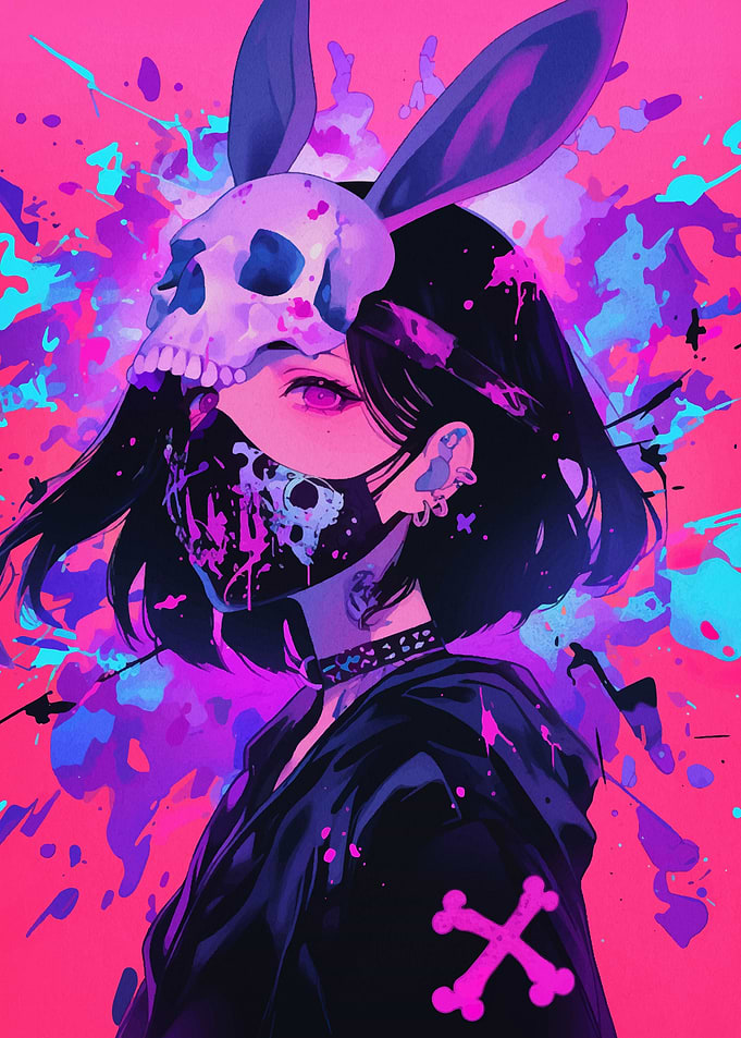 Anime Girl with Skull Mask