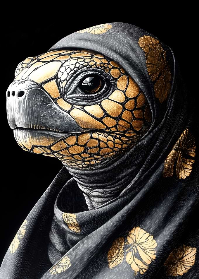 Golden Turtle Portrait Animal