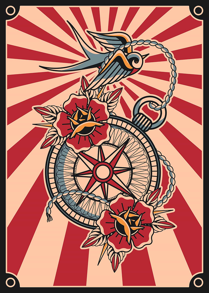 Vintage Compass Tattoo