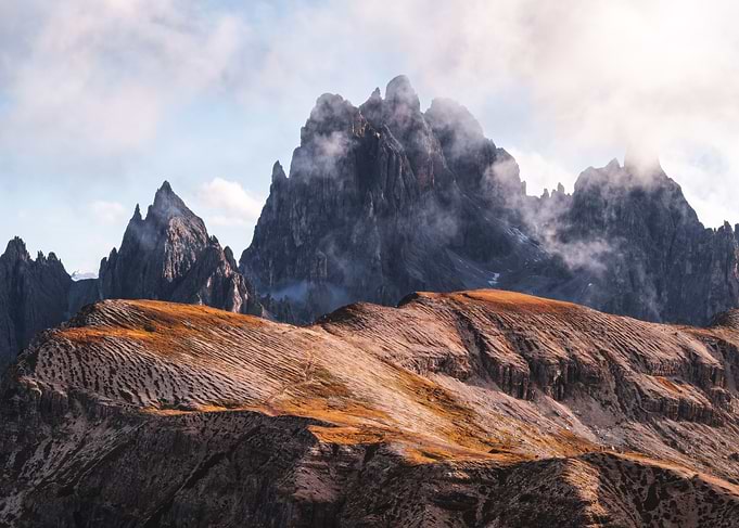 Mountain Peaks in Clouds