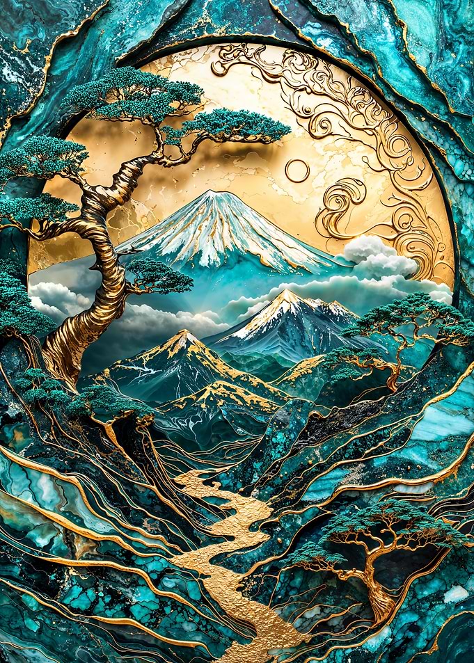 Golden Harmony of Fuji Art