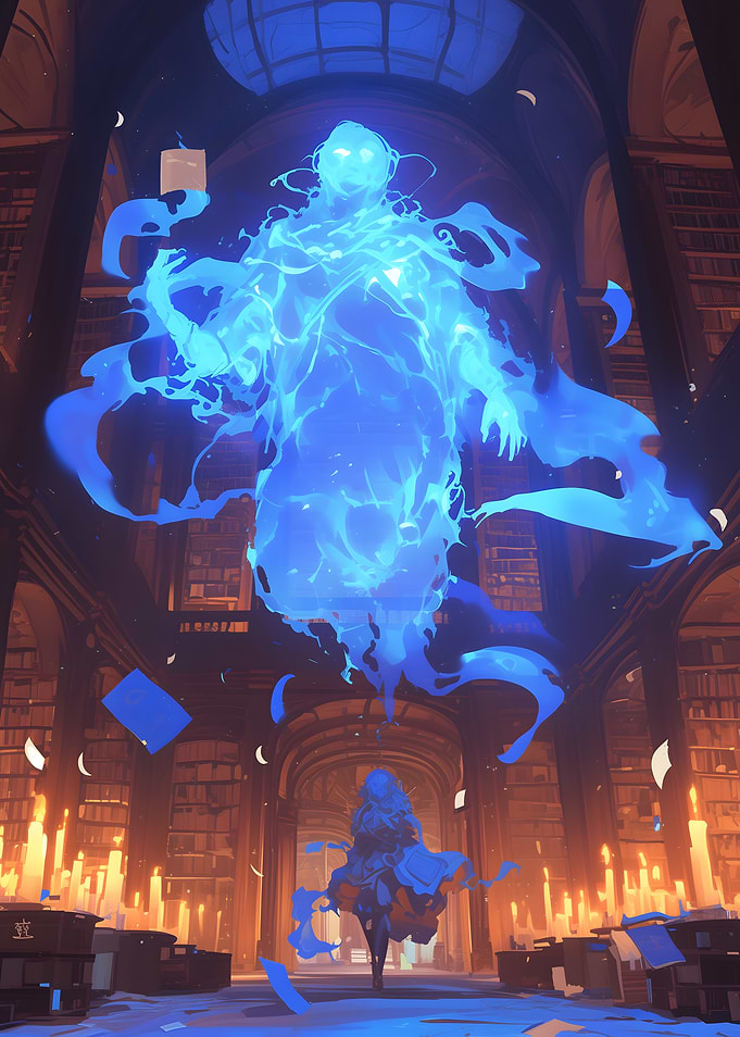 Blue Spirit in Library