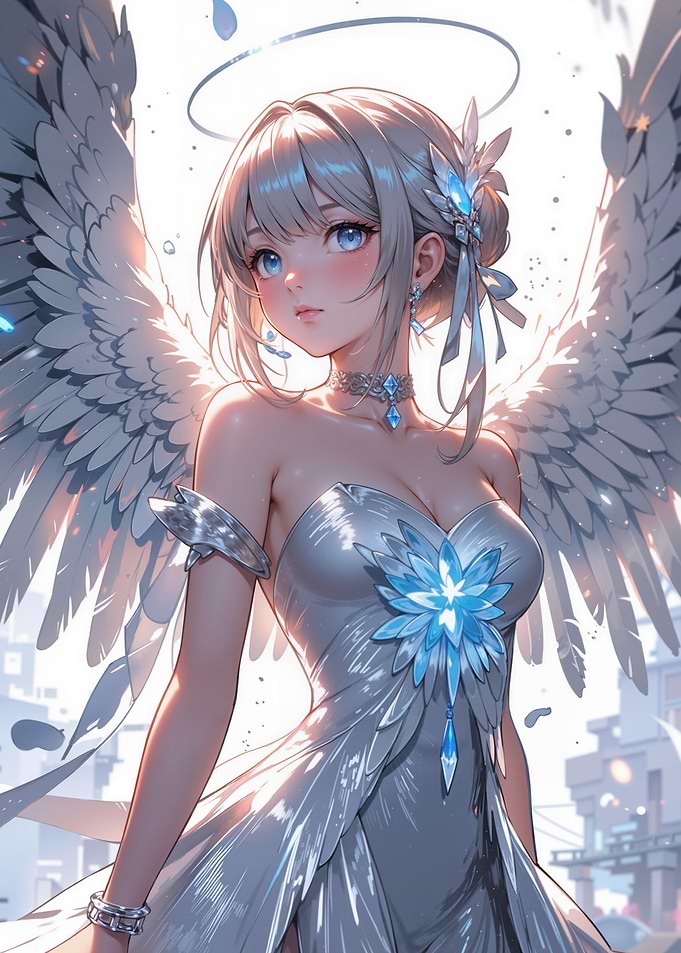 Angel Girl in White Dress