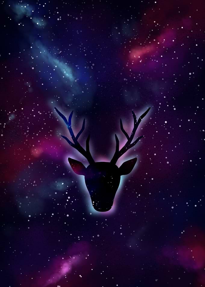 Cosmic Deer Silhouette